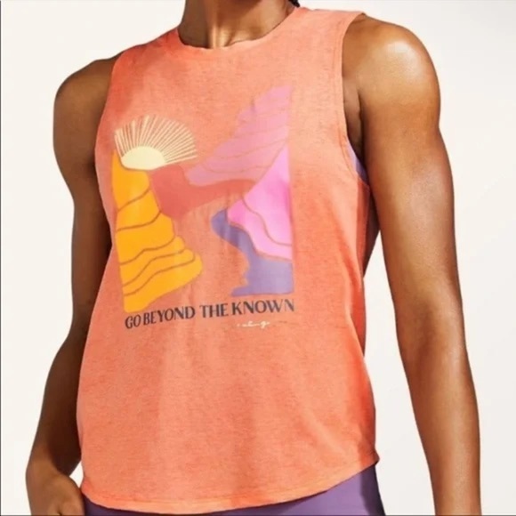 Spiritual Gangster x Peloton Muscle Tee Women’s Large Orange Pink Sleeveless - Picture 3 of 9